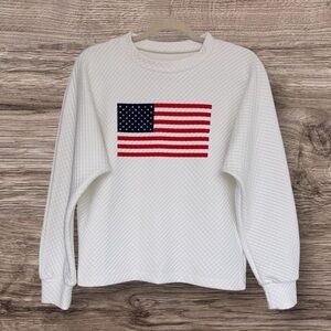 Dudley Stephens Ptown Pullover White American Flag Waffle XS NWOT
